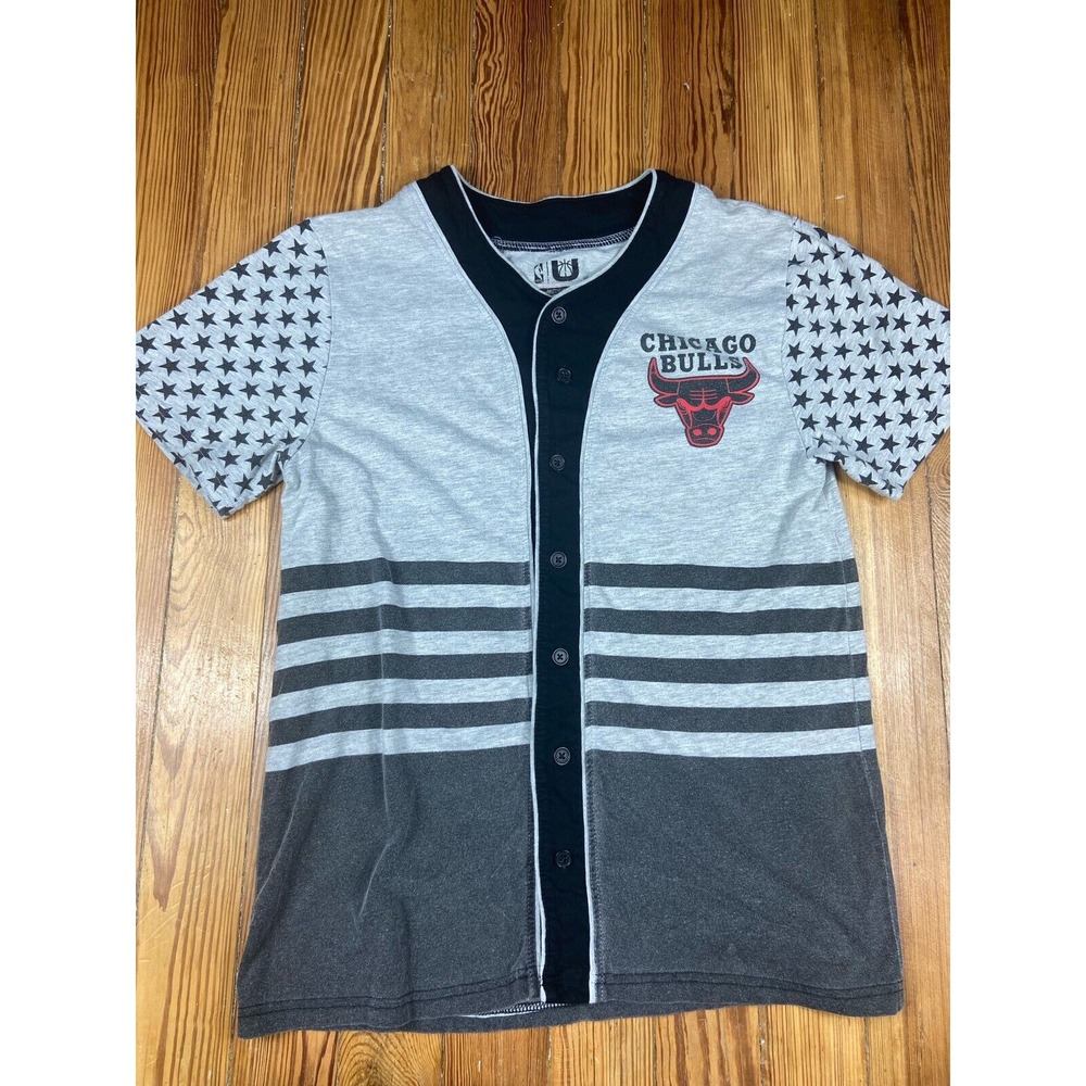 Mens Gray Black Chicago Bulls American professional Basketball Team Jersey Sz‎ m